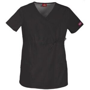 Dickies 85900 Gen Flex Maternity Mock Wrap Scrub Top - Black